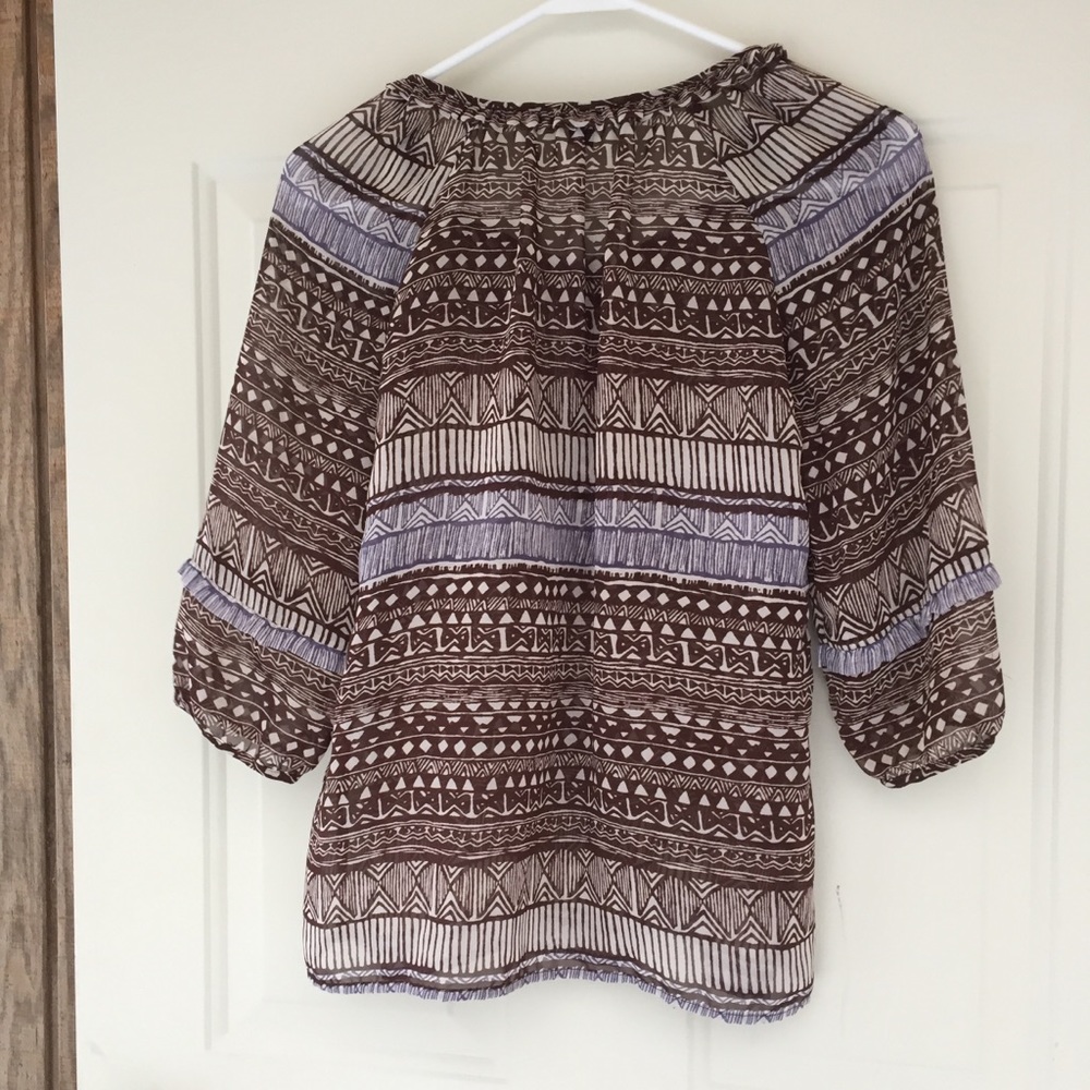 Banana Republic Brown Tribal Print Blouse - Picture 2 of 8